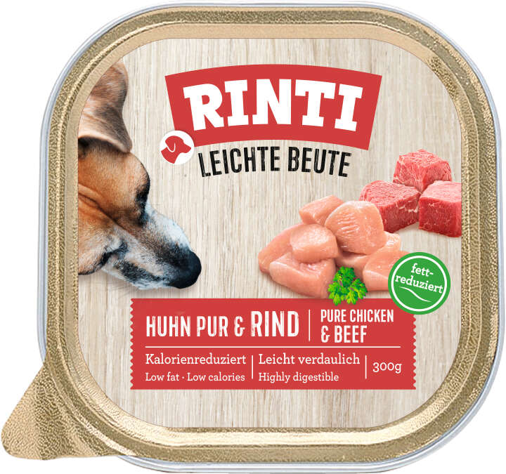 RINTI Hunde-Nassfutter Leichte Beute Schale Huhn Pur + Rind
